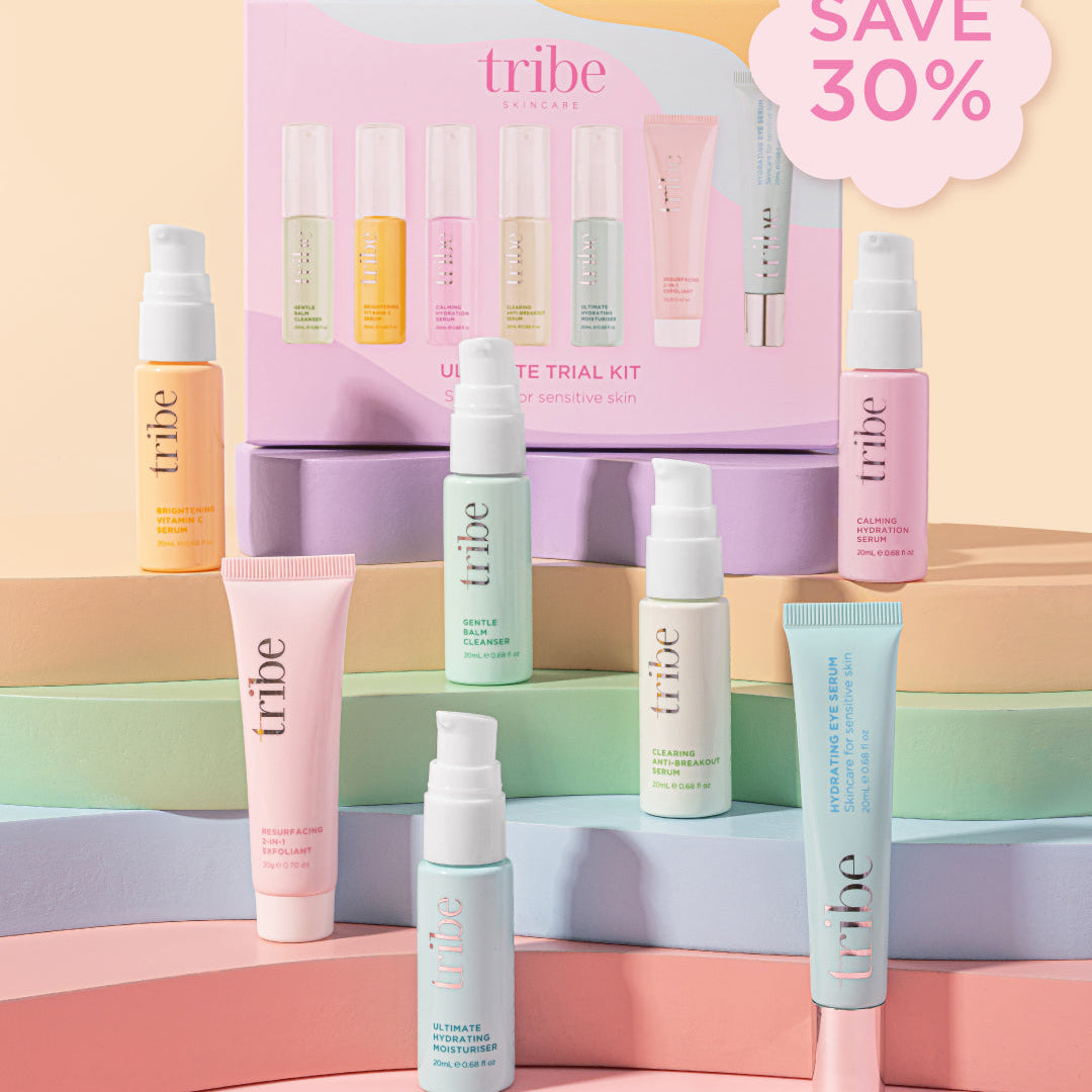 Limited Edition: Tribe Ultimate Trial Kit RRP $99, now $69 (SAVE 30%). Poster featured on Spa Circle Brands' product listing