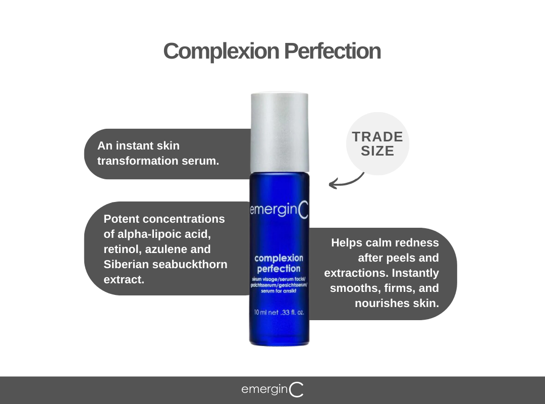 EmerginC TRADE Complexion Perfection overall product description and benefits, on Spa Circle Brands product listing page.