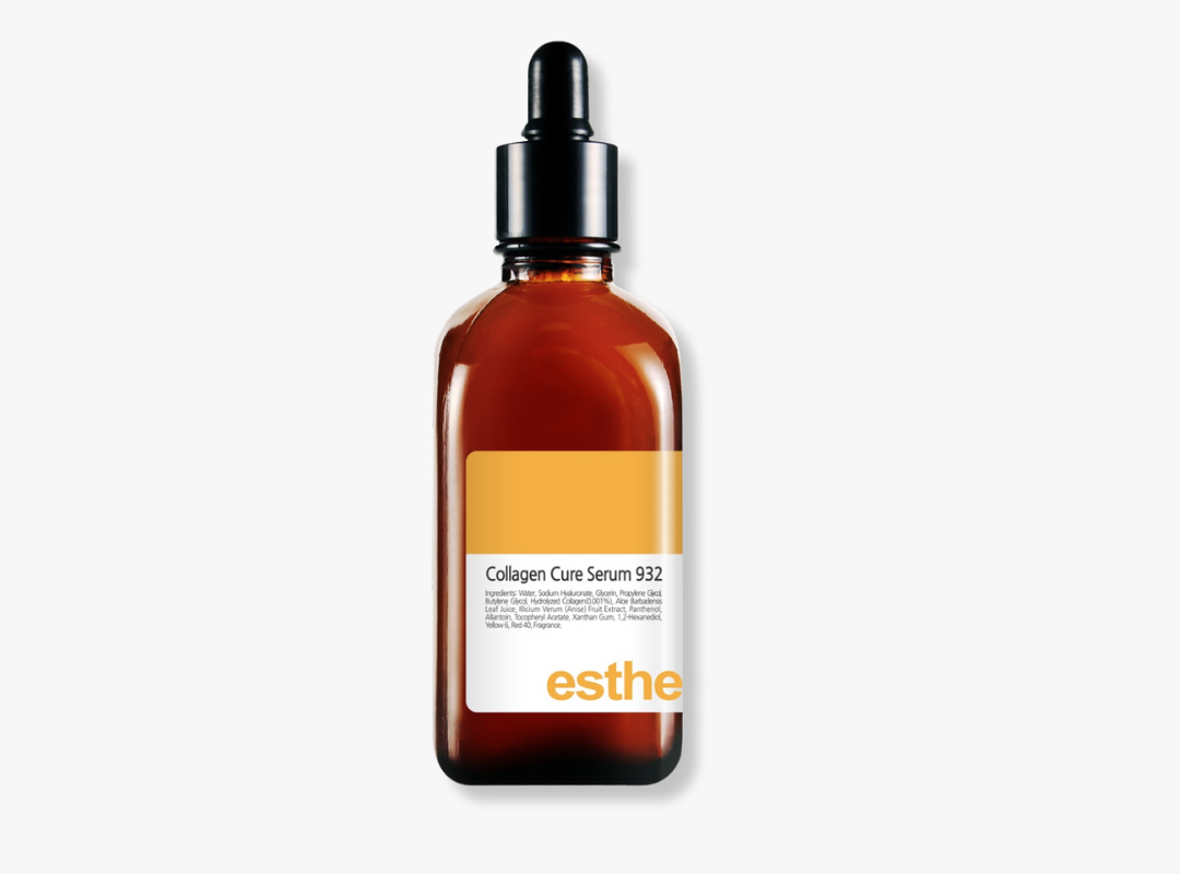 A 100ml dropper bottle of Esthemax Collagen Cure Serum on a white background, uploaded on Spa Circle Brands product listing page.
