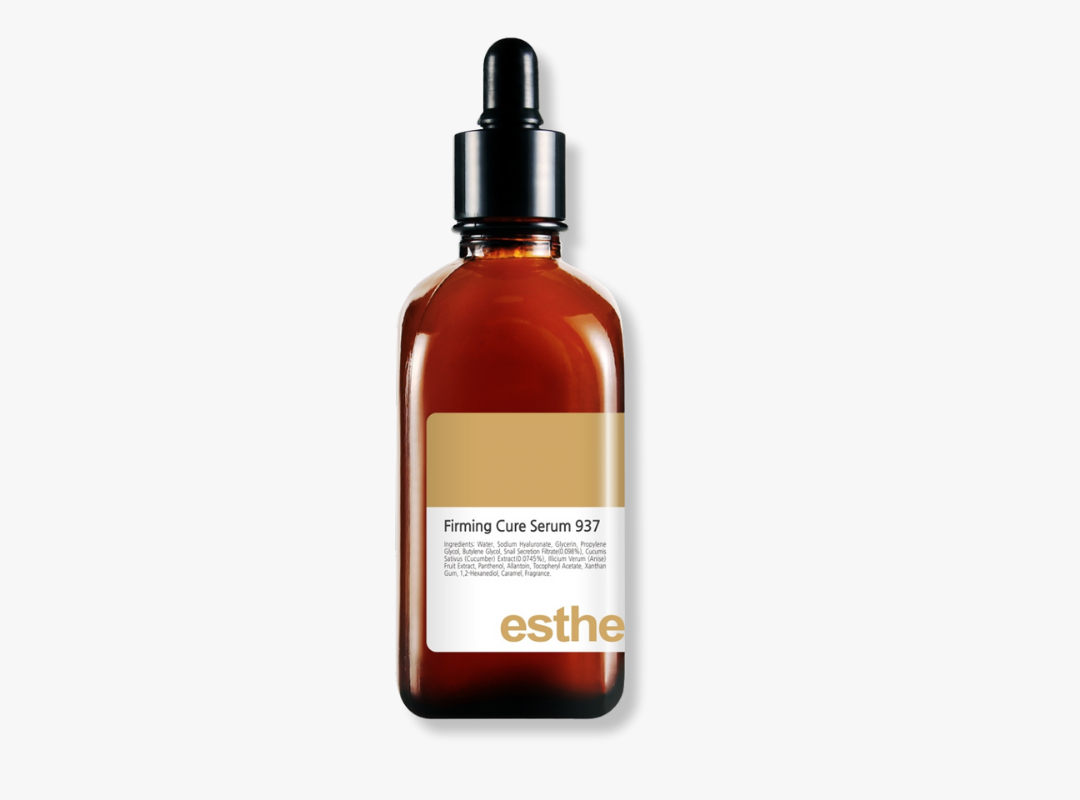 A 100ml dropper bottle of Esthemax Firming Cure Serum on a white background, uploaded on Spa Circle Brands product listing page.
