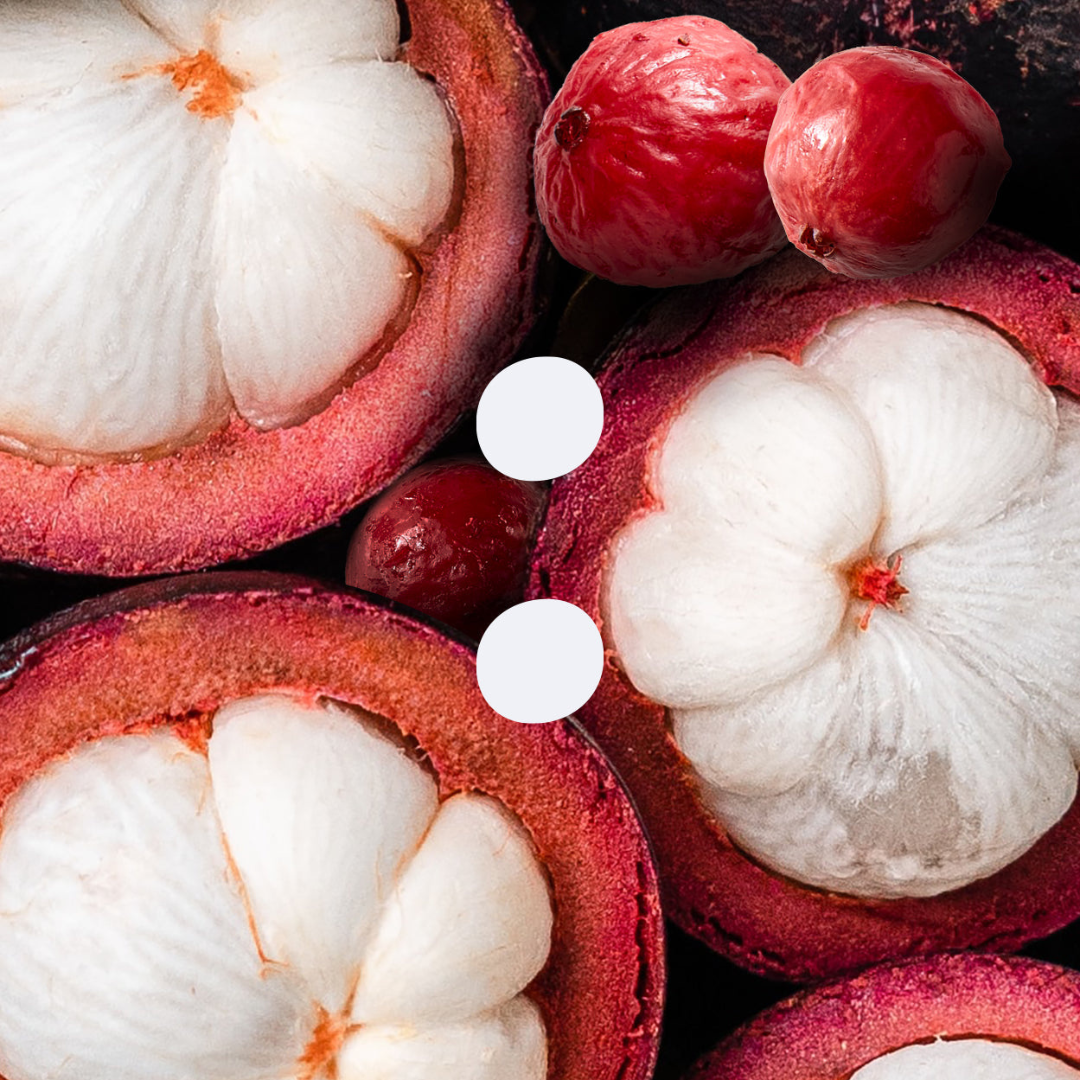 A close-up of Mangosteen & Quandong fruit with an Earthen logo in the middle uploaded on Spa Circle Brands product listing page.