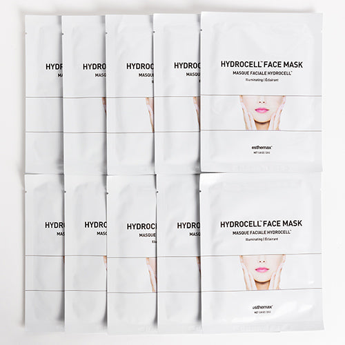 10 packs of Esthemax HYDROCELL Face Mask on a white background, uploaded on Spa Circle Brands product listing page.