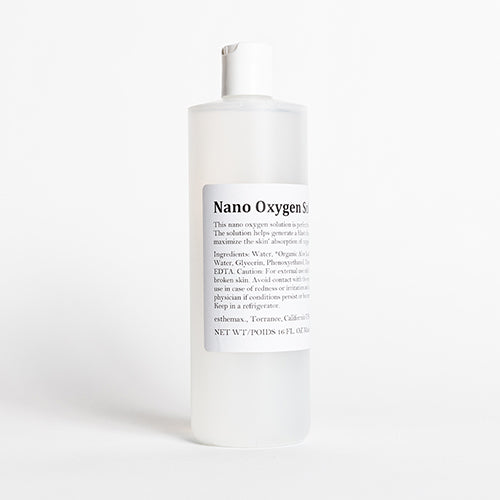 A bottle of Esthemax Nano Oxygen Solution on a white background, uploaded on Spa Circle Brands product listing page.
