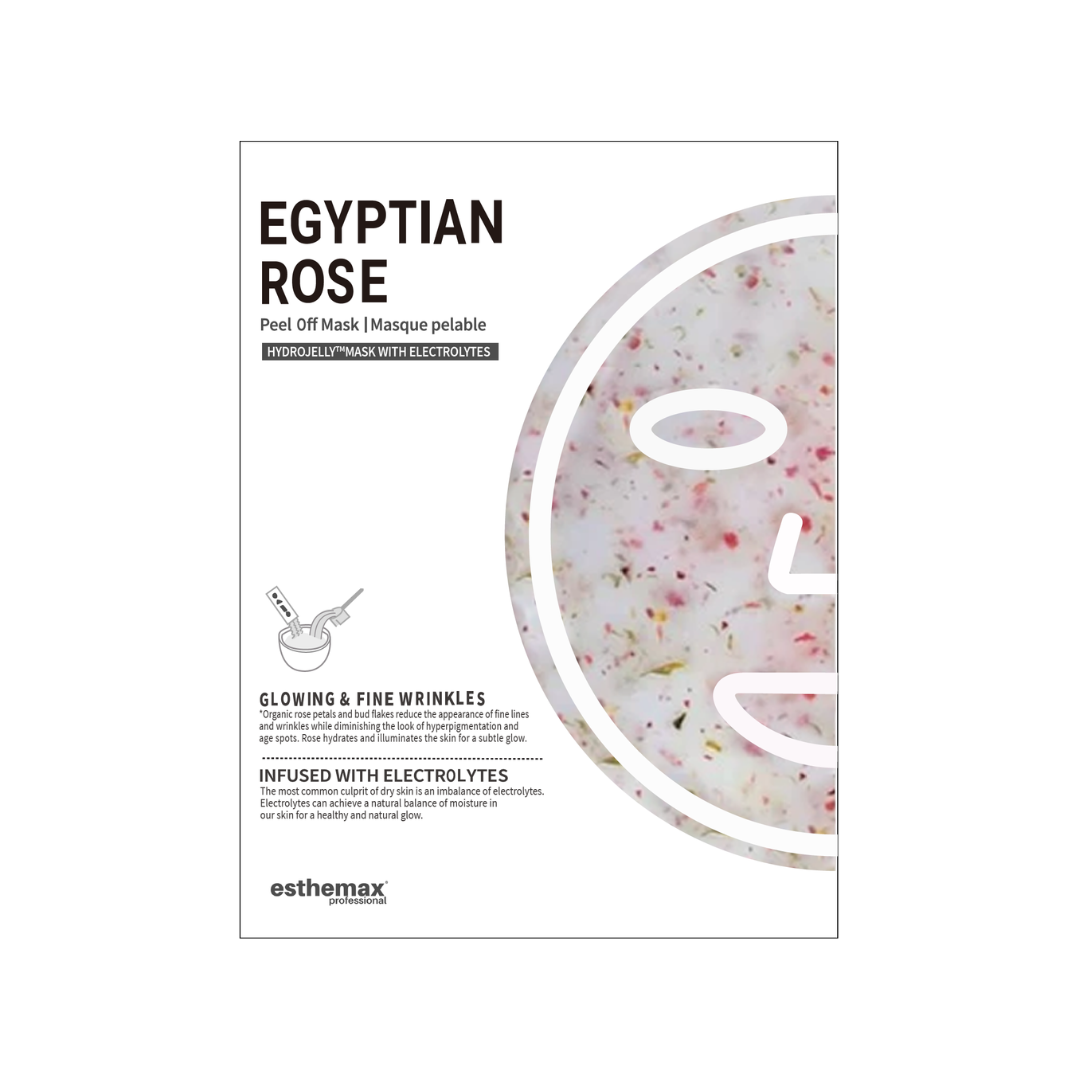 A retail size of Esthemax Hydrojelly Mask - Egyptian Rose on a white background, on Spa Circle Brands product listing page.