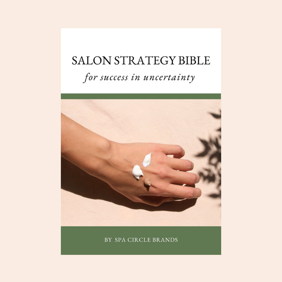 A cover design of GUIDE Salon Strategy Bible for Success in uncertainty, on Spa Circle Brands product listing page.