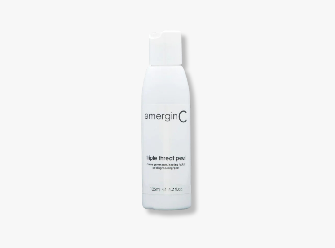 A 125ml trade-size bottle of EmerginC TRADE Triple Threat Peel Professional Strength on a white background, uploaded on Spa Circle Brands product listing page.