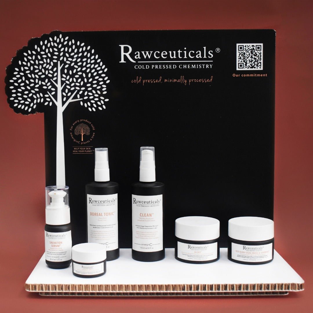 Rawceuticals Display Stand - Spa Circle Australia Wholesale Skincare for Beauty Salons, Day Spas and Skin Clinics