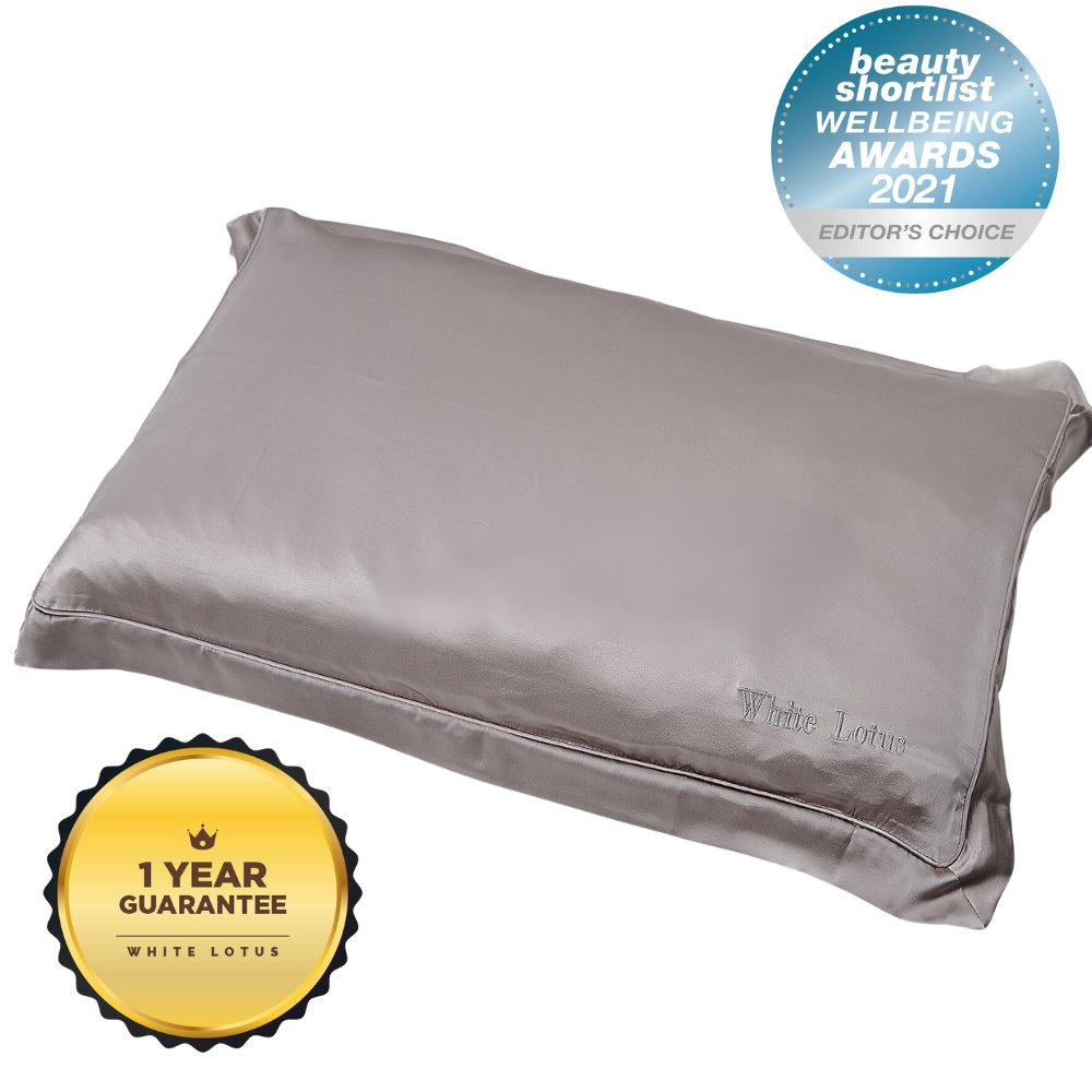 White Lotus 19 Momme Pure Silk Pillowcase (Pair - Pearl Grey) RRP $230 - Spa Circle Australia Wholesale Skincare for Beauty Salons, Day Spas and Skin Clinics