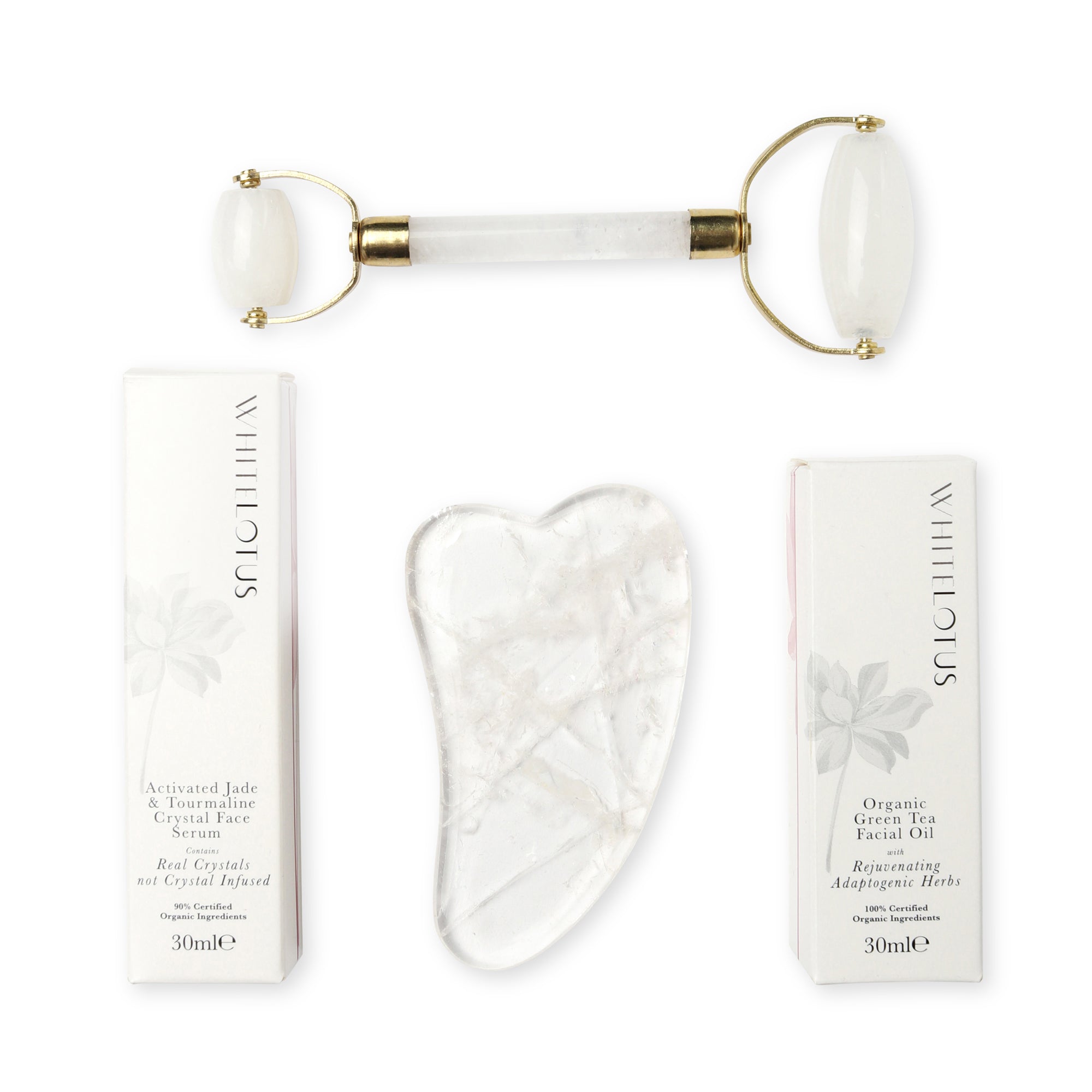 White Lotus Clear Quartz Crystal Facial Bundle - Spa Circle Australia Wholesale Skincare for Beauty Salons, Day Spas and Skin Clinics