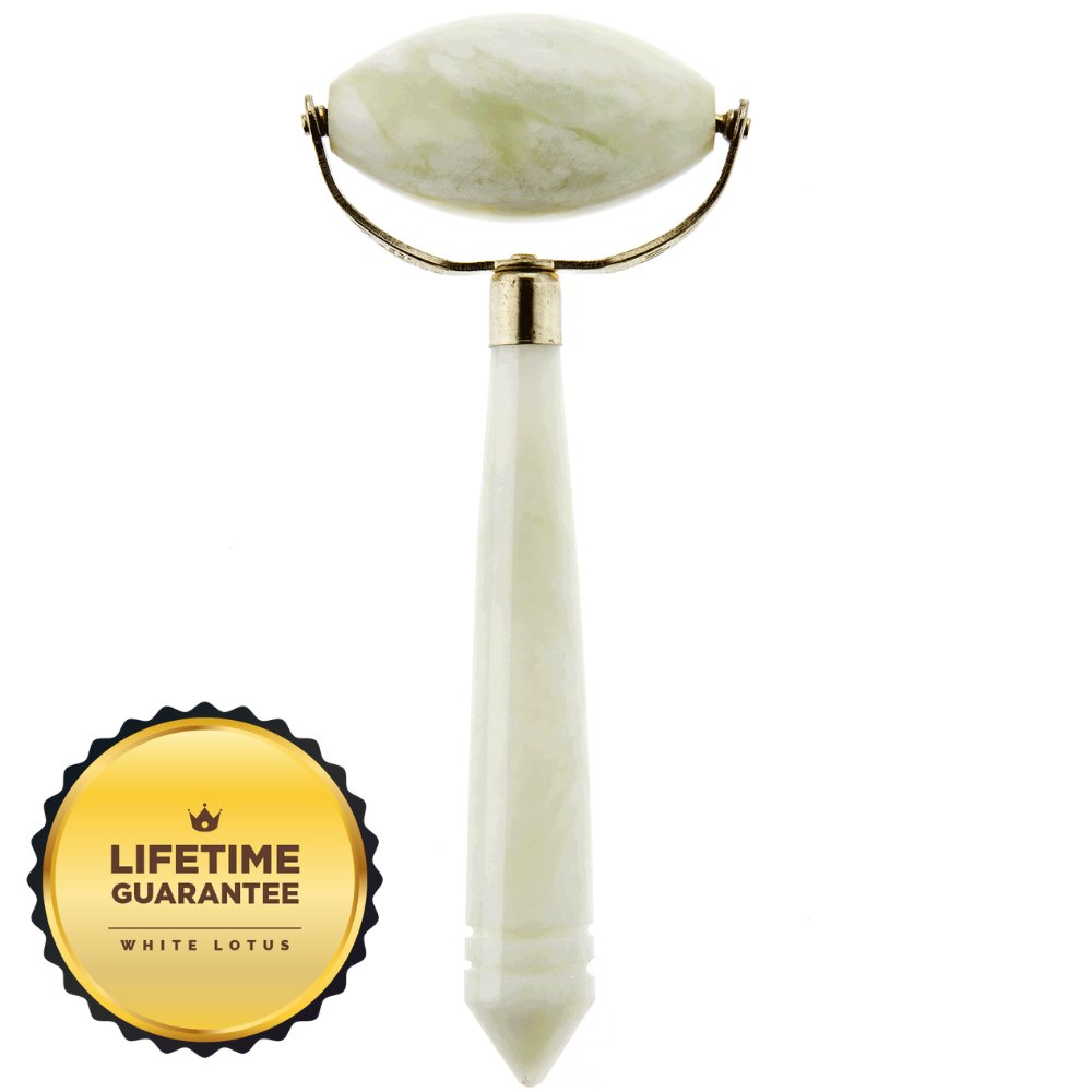 White Lotus Large Jade Roller - Designer Crystal Rollers RRP $65 - Spa Circle Australia Wholesale Skincare for Beauty Salons, Day Spas and Skin Clinics