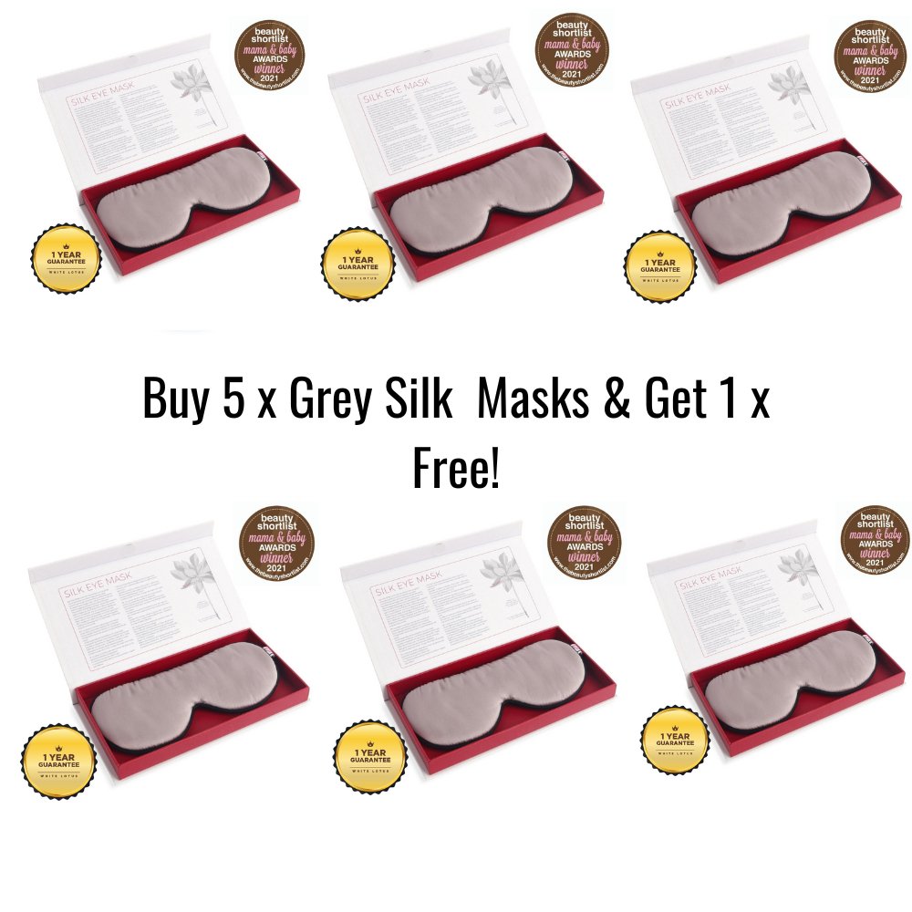 White Lotus Pure Silk Eye Mask (Buy 5 x Get 1 X Free - Pearl Grey) - Spa Circle Australia Wholesale Skincare for Beauty Salons, Day Spas and Skin Clinics