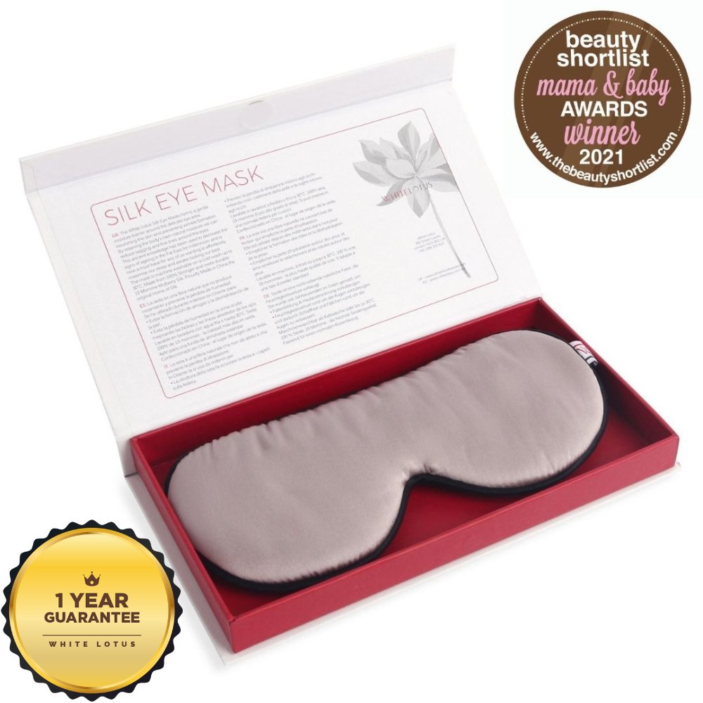 White Lotus Pure Silk Eye Mask - Reduce Wrinkles While You Sleep (Pearl Grey) RRP $40 - Spa Circle Australia Wholesale Skincare for Beauty Salons, Day Spas and Skin Clinics