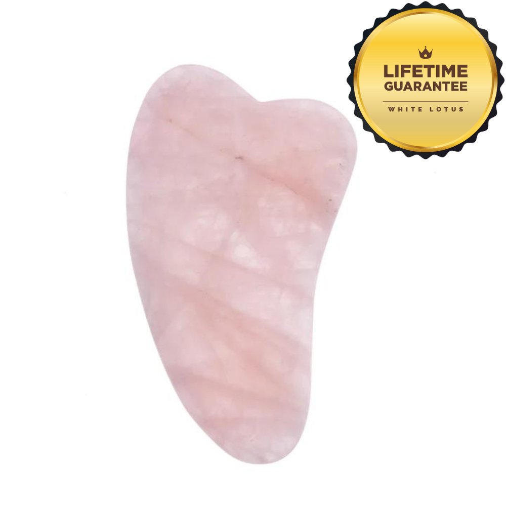 White Lotus Rose Quartz Gua Sha Tool - Natural Chemical Free Crystal in a Signature Silk Lined Box RRP $65 - Spa Circle Australia Wholesale Skincare for Beauty Salons, Day Spas and Skin Clinics